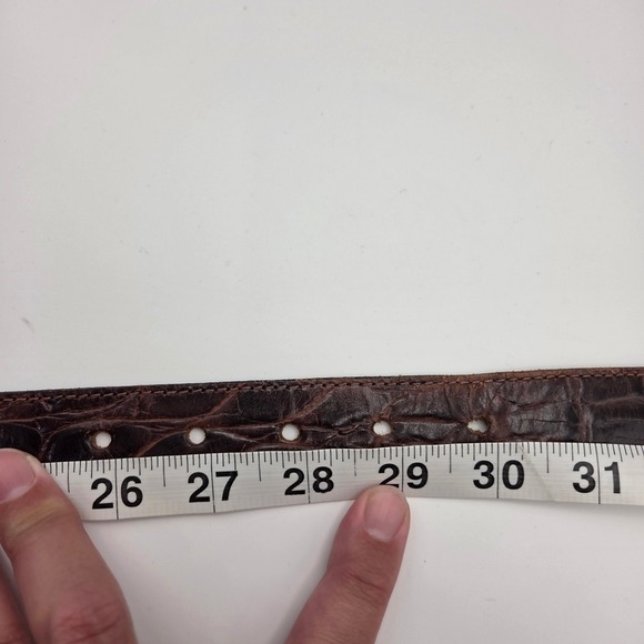 Streets Ahead Brown Croc Embossed Leather Western Belt Gold Silver Buckle USA Sm main image 4